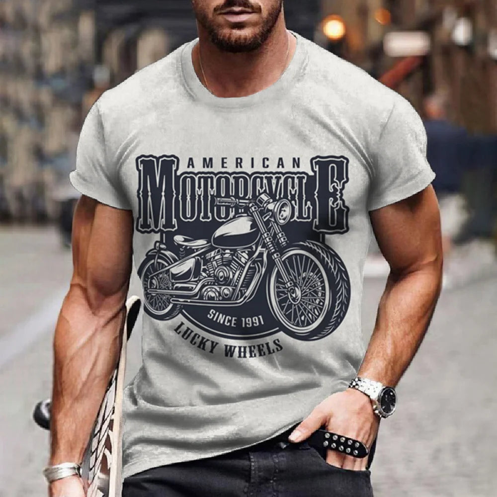Retro Motorcycle Racing 3D Print Tee