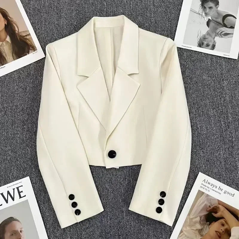 Chic Korean Cropped Blazers for Office & Street