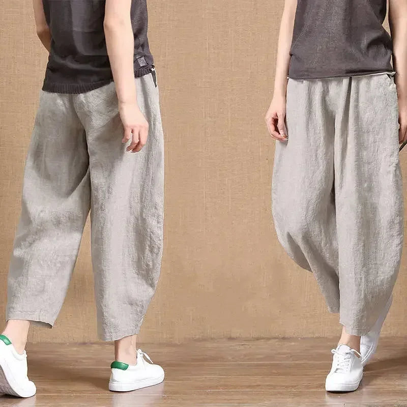 Loose Cotton Linen Harem Pants for Summer