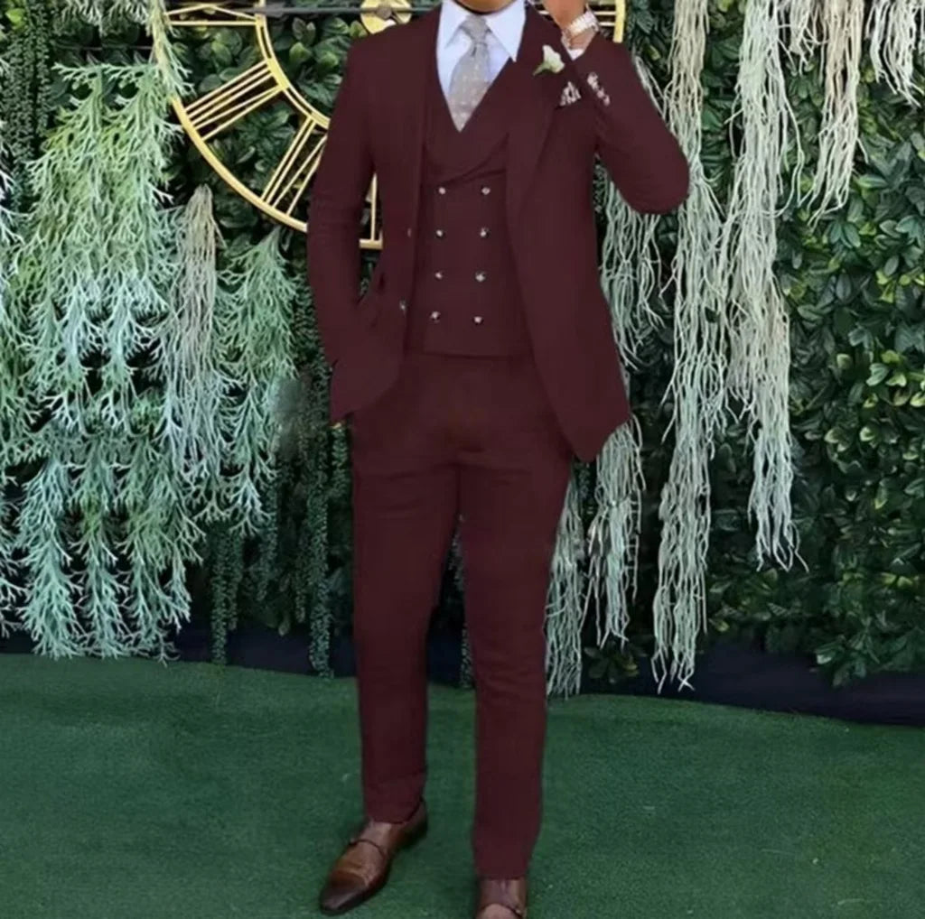 Weddings & Business Men's Slim Fit 3-Piece Suit