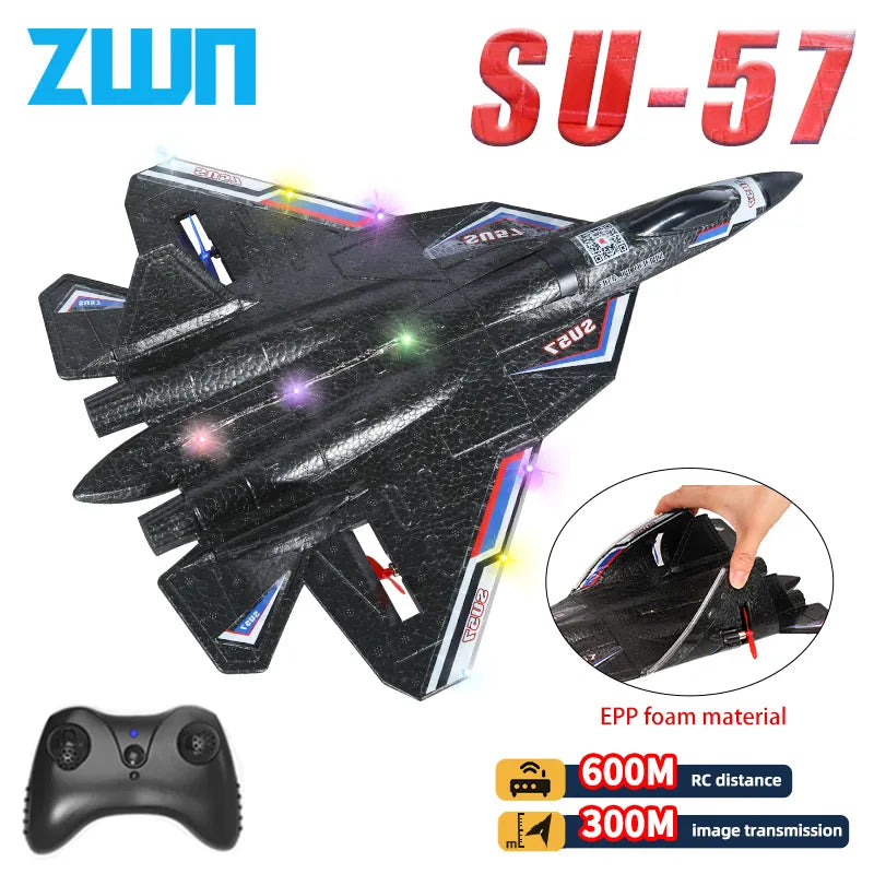 LED Lights 2.4G RC SU57 Glider Airplane