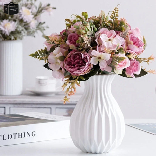 Modern Flower Vase - White Plastic Flower Pot