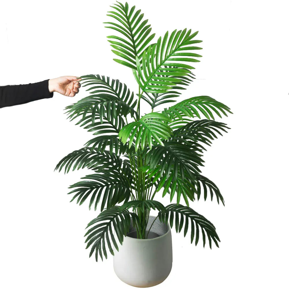 90–120 cm große künstliche Palme mit Monstera-Zweigen