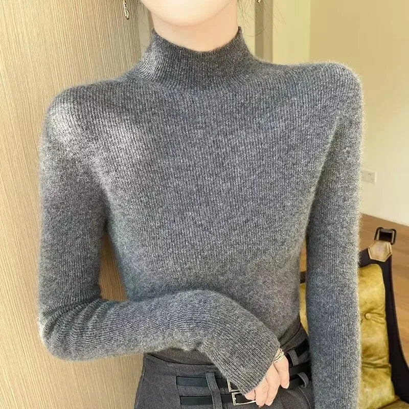 Women's Slim Fit Autumn Winter High Collar Sweater