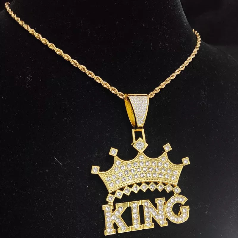 Chaîne cubaine King avec couronne creuse de style rue, 1 pièce