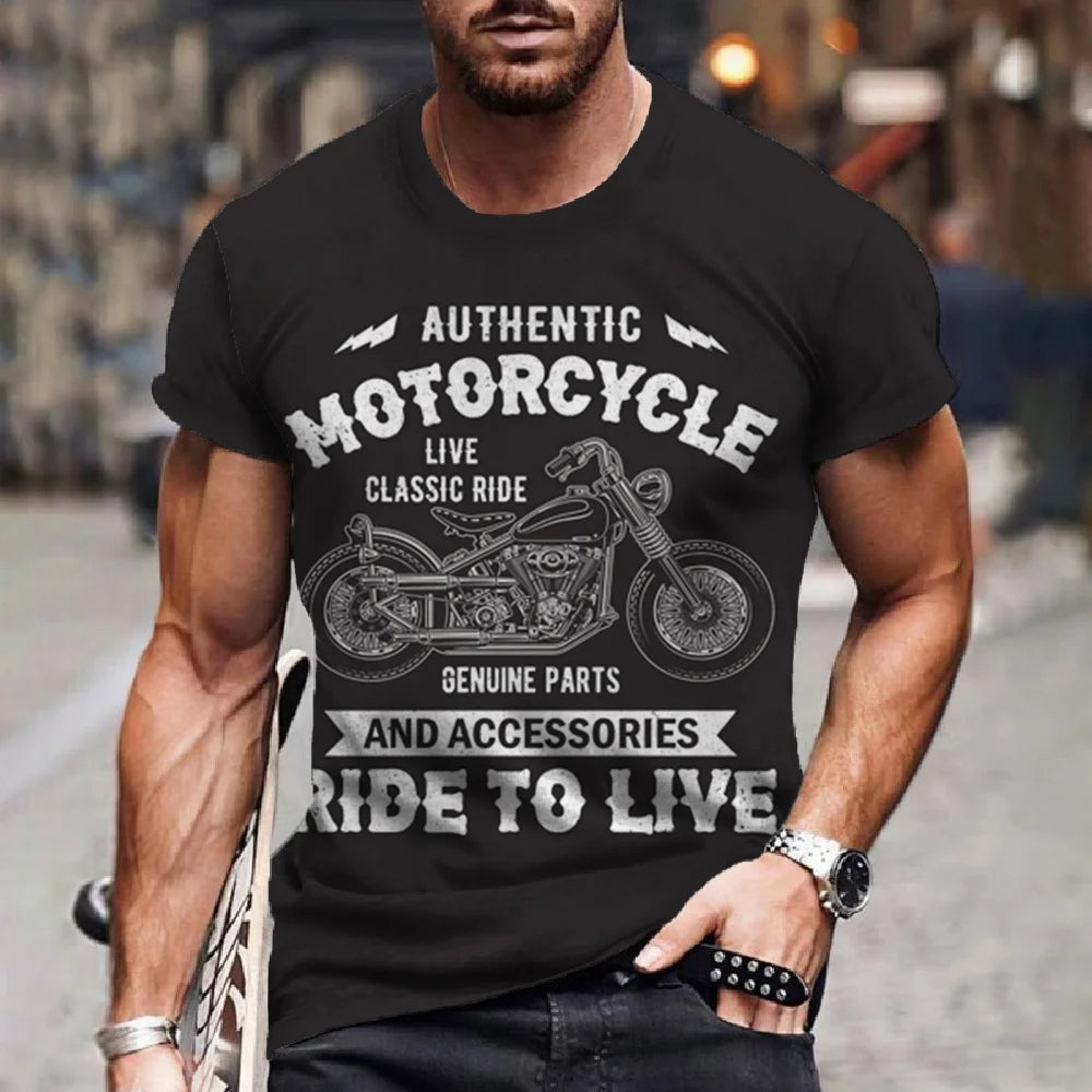 Retro Motorcycle Racing 3D Print Tee