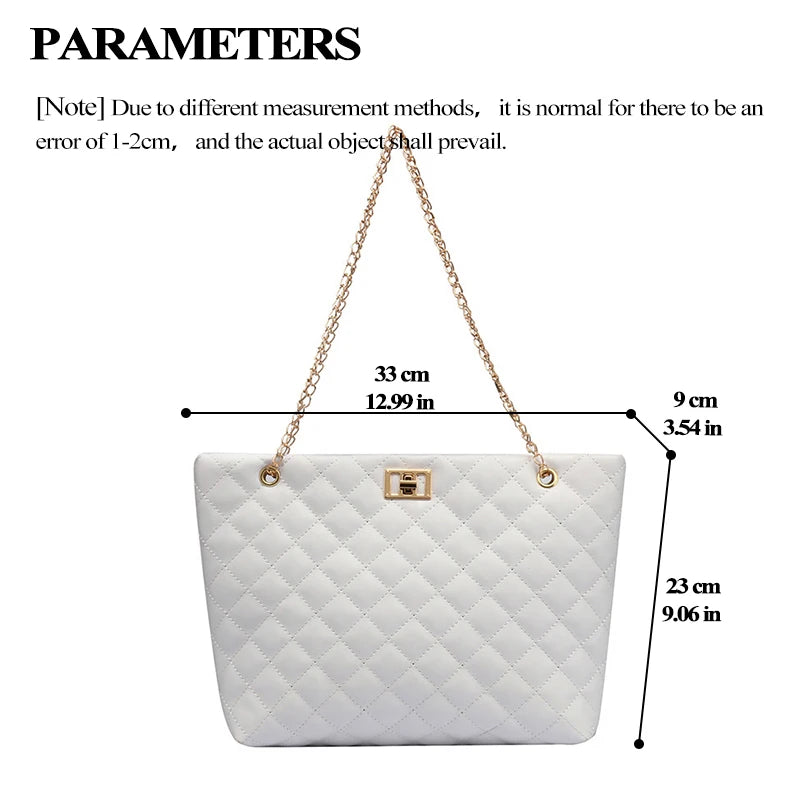 PU Leather Diamond Lattice Tote Bag