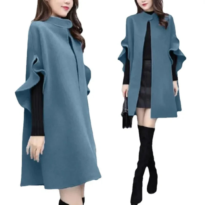 Medium-Length A-Line Woolen Jacket