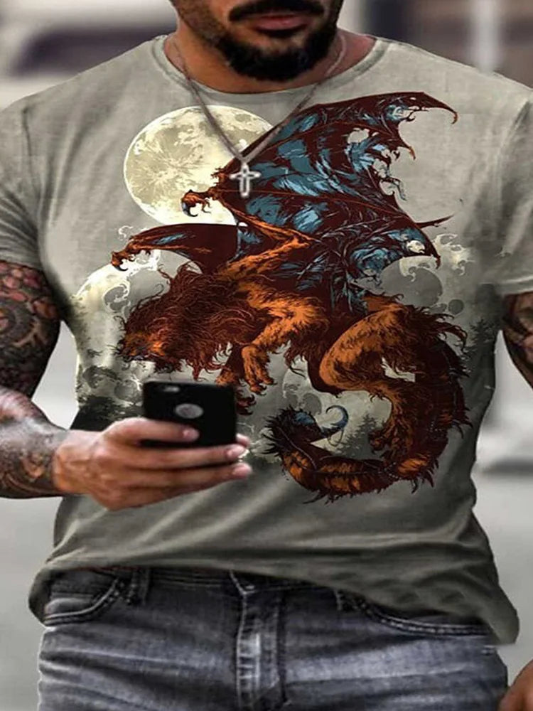 3D Wolf Pattern Men's Summer T-Shirt