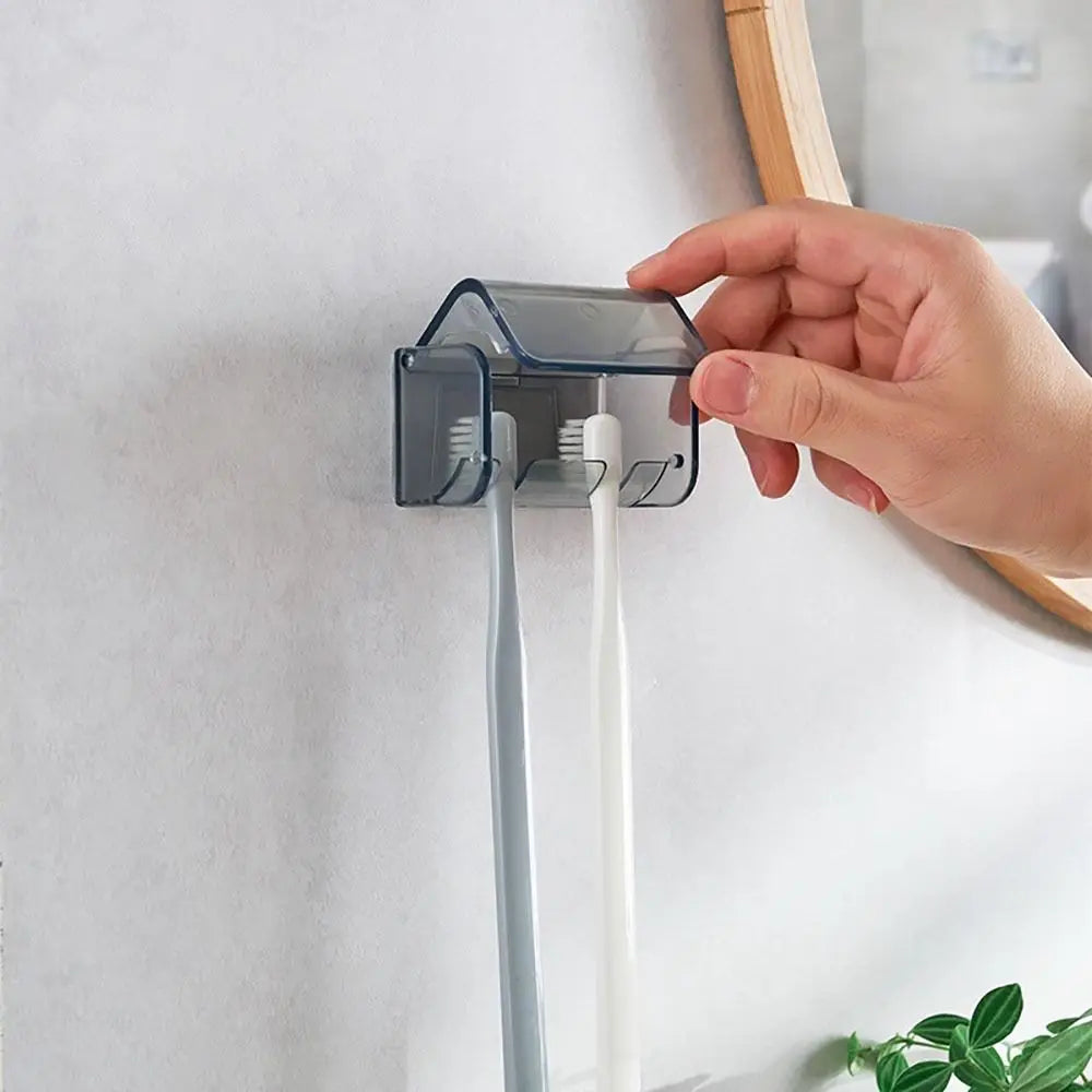 Wall-Mounted Toothbrush Holder & Toothpaste Hook - Family Storage