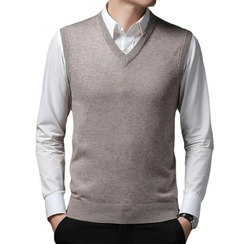 New Men's  Business Casual Outer Wear Warm Sleeveless Sweater Vest  Men's Knitted Tops