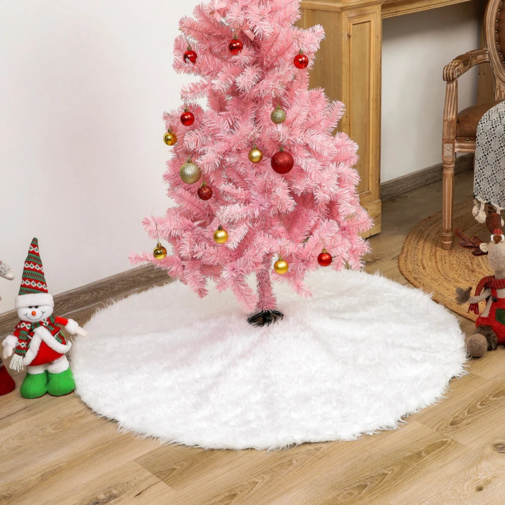 White Plush Christmas Tree Skirt Festive Base Decoration