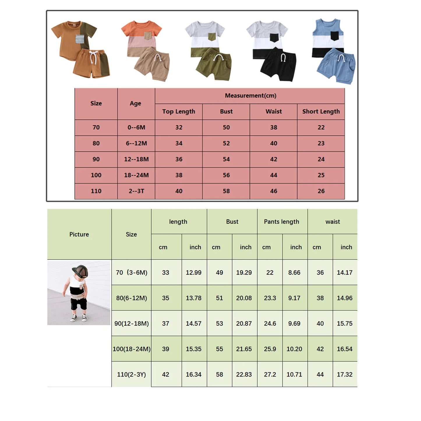 Patchwork-Set aus ärmellosem Trägershirt und Shorts für Kleinkinder