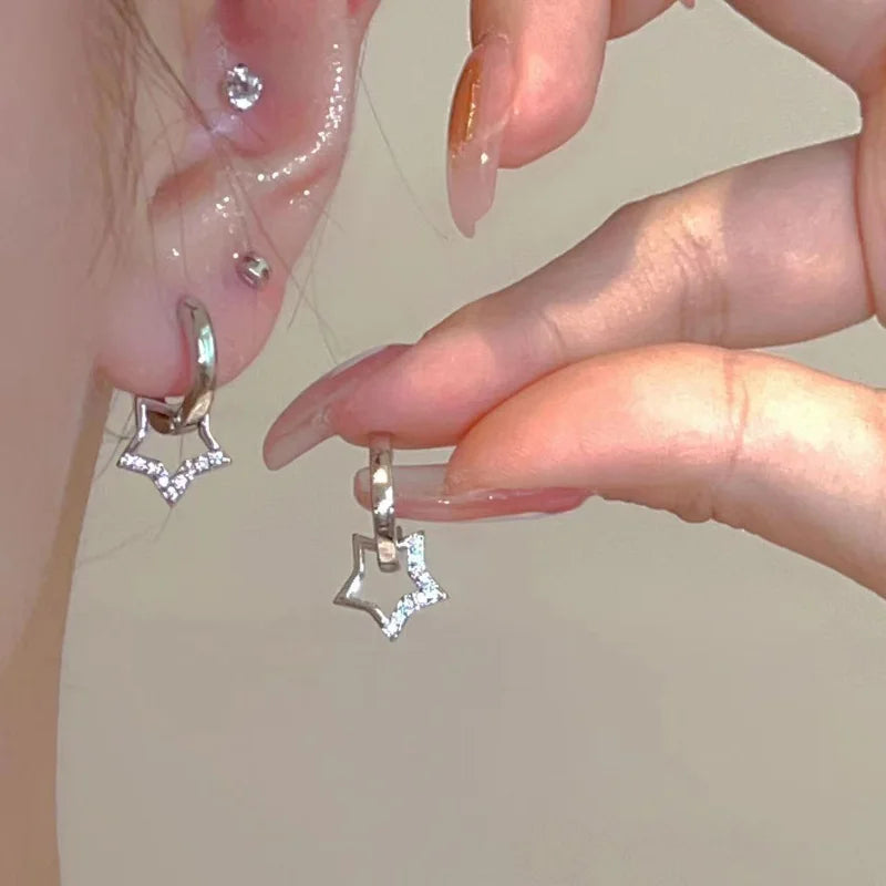 Women's Crystal Five Pointed Star Drop Earrings