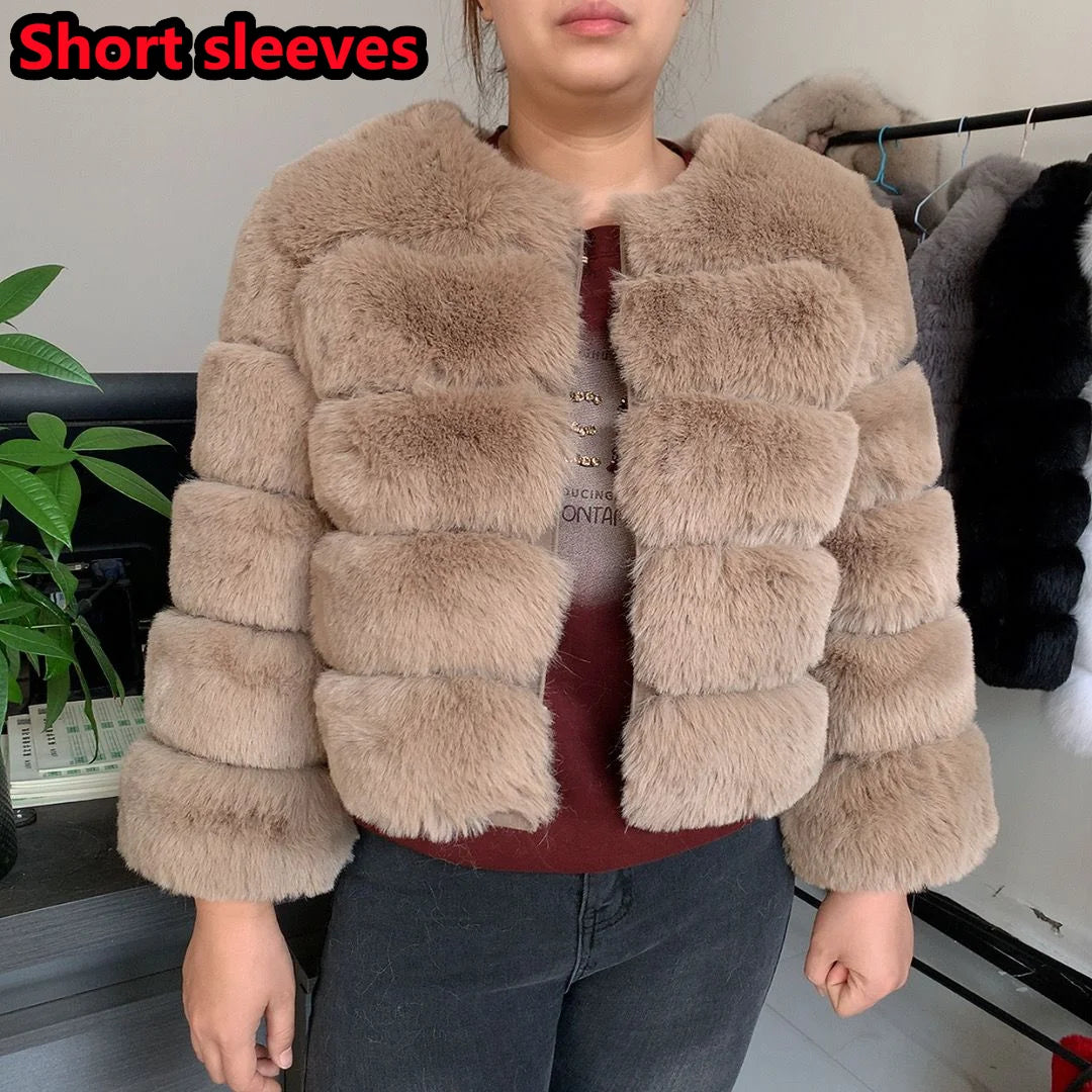 Luxurious Faux Fox Fur Fluffy Jacket