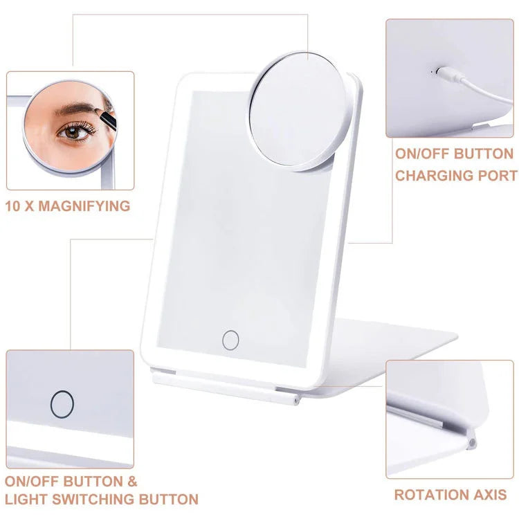 Folding Led Lighted Touch Screen Vanity Mirror