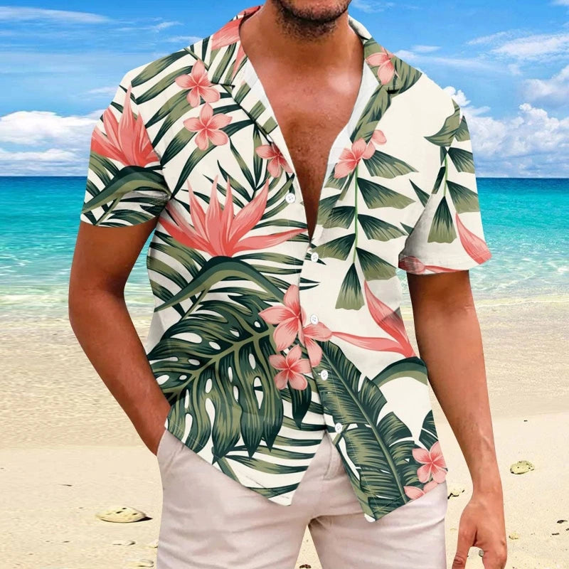 Tier Kran Männer Hawaiian Shirt 3d Pflanze Shirt für Männer