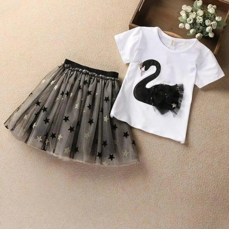 Cotton Swan T-Shirt & Sequin Skirt Set