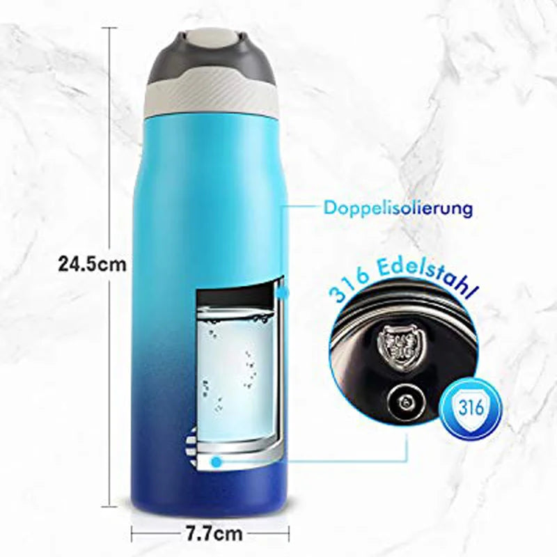 FEIJIAN Insulated Water Bottle with Straw Lid