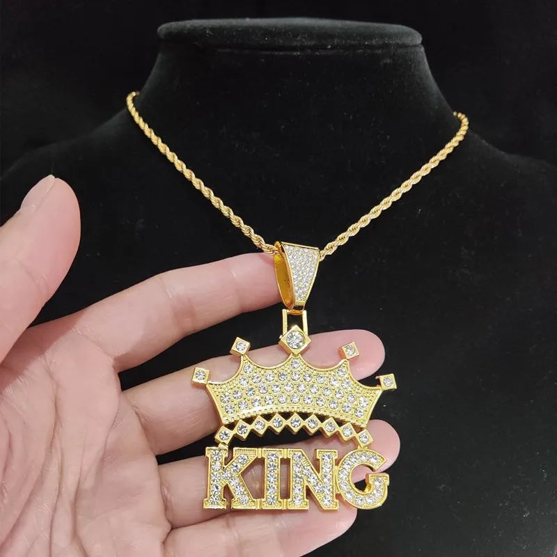 Chaîne cubaine King avec couronne creuse de style rue, 1 pièce