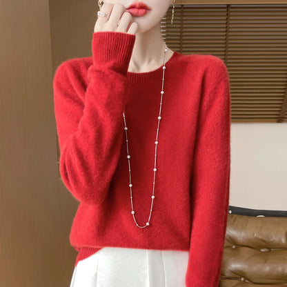 Women's Winter Warm Crew Neck Wool Sweater