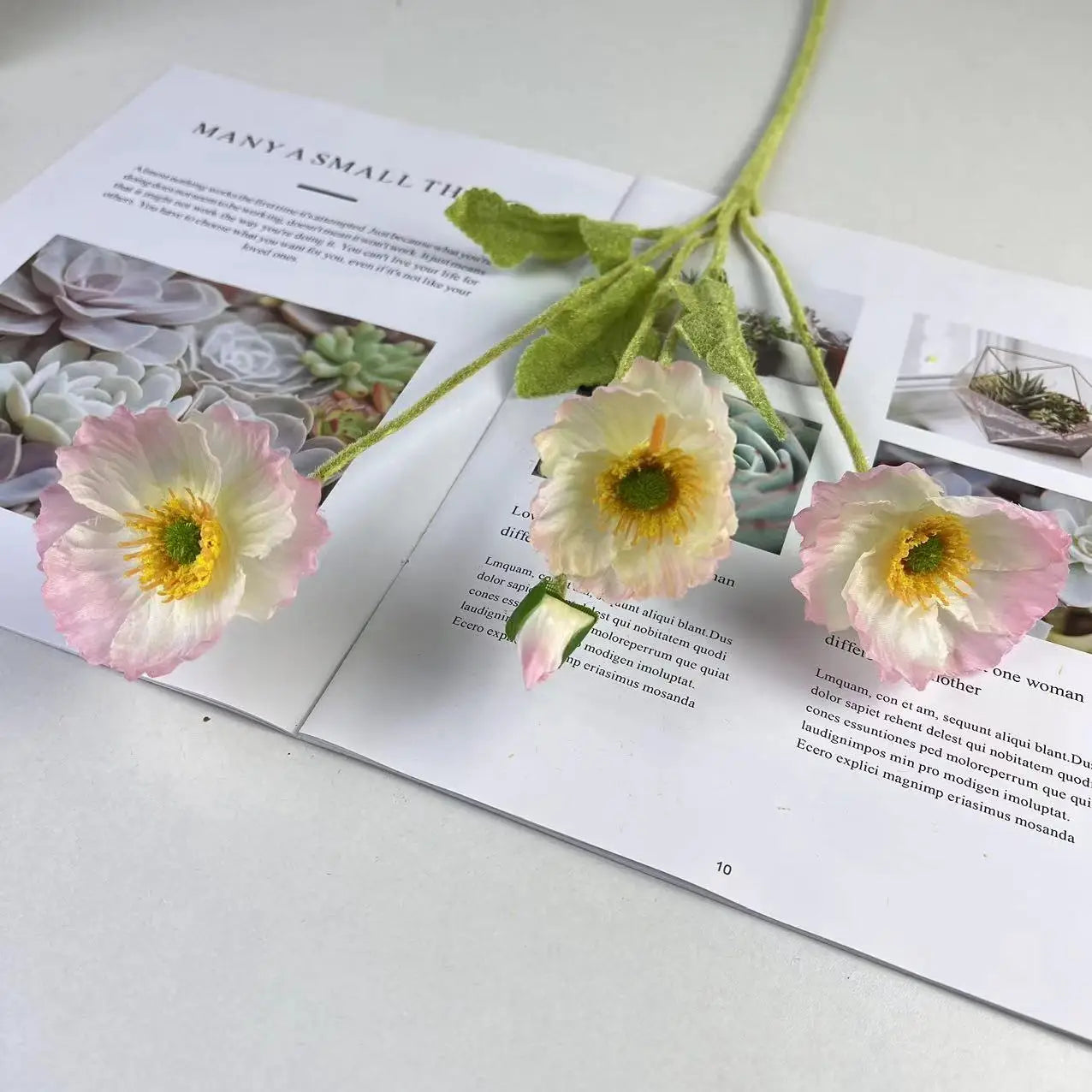 Bouquet de fleurs artificielles en soie de pavot pour décoration d'intérieur