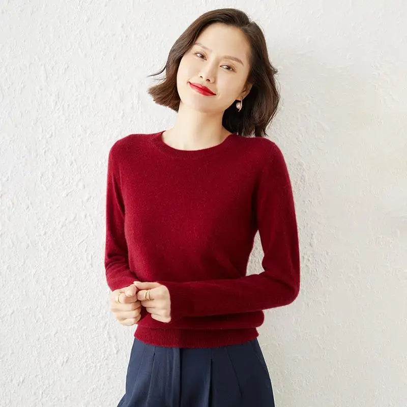 Round Neck Cashmere Pullover: Warm Commuting Style