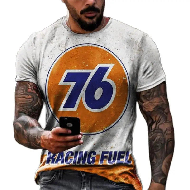 Retro Motorcycle Racing 3D Print Tee