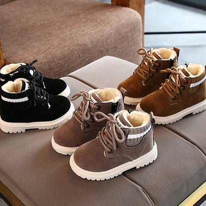 Children Soft Leather Antislip Rubber Running Shoes