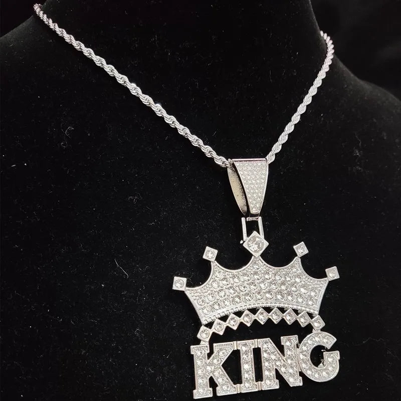 Chaîne cubaine King avec couronne creuse de style rue, 1 pièce