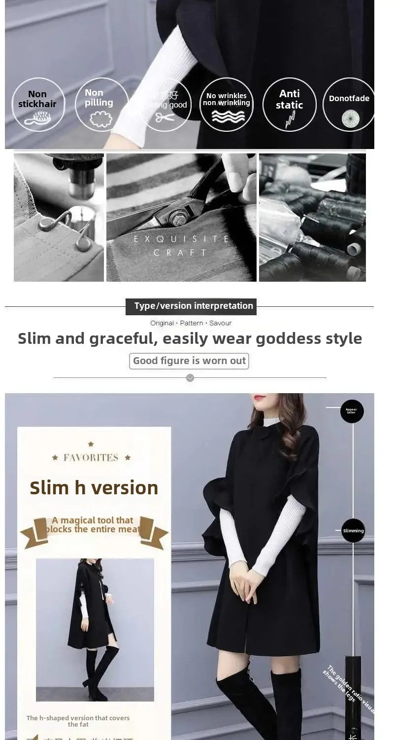 Medium-Length A-Line Woolen Jacket