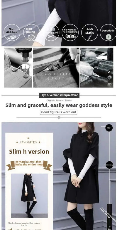 Medium-Length A-Line Woolen Jacket