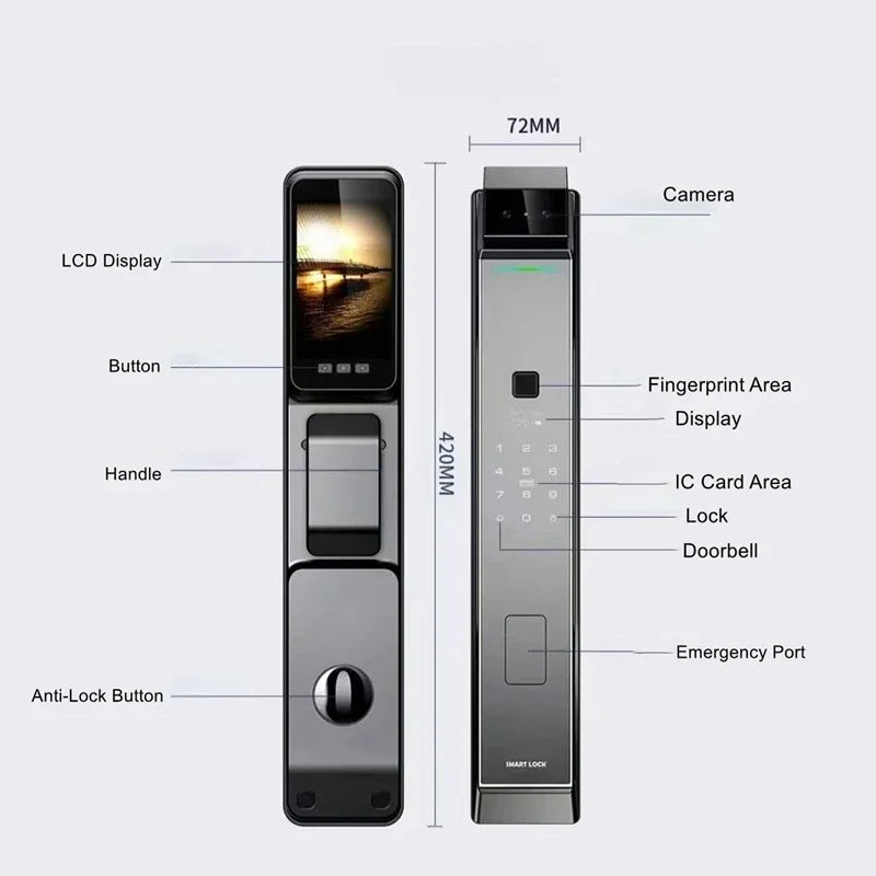 Tuya App Smart Fingerprint Door Lock with Camera