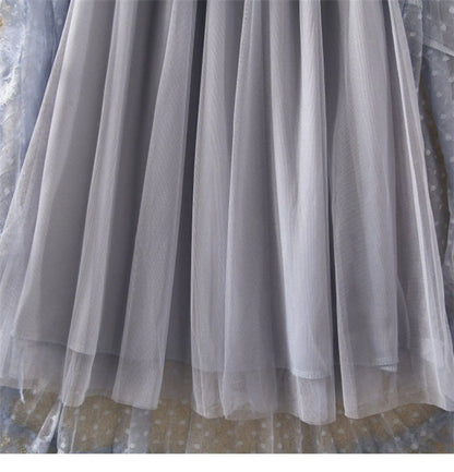 Jupe longue coréenne en tulle rose