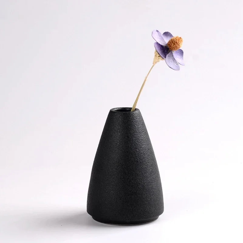 Japanese-style Black Ceramic handmade Vases set