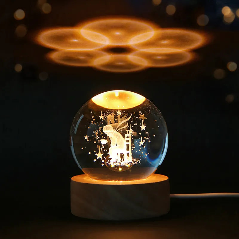 3D Crystal Planet Night Light Astronomy Globe