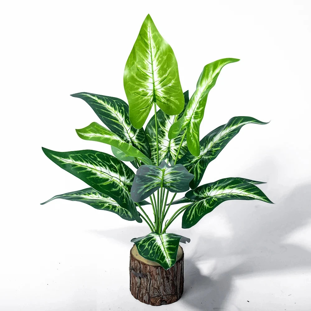 Branche artificielle de Monstera de 43 cm avec 12 feuilles de palmier tropicales