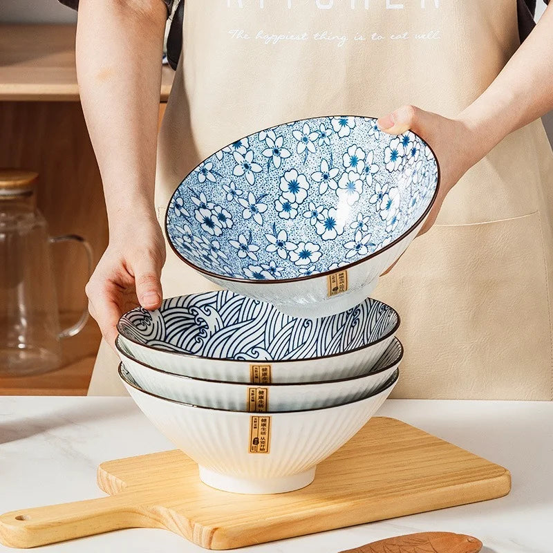 Japanese Hand-Painted Ramen Bowl