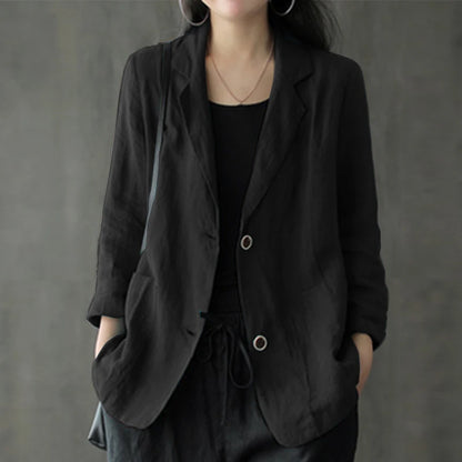 Vintage-Inspired Summer Blazer with Lapel Neck
