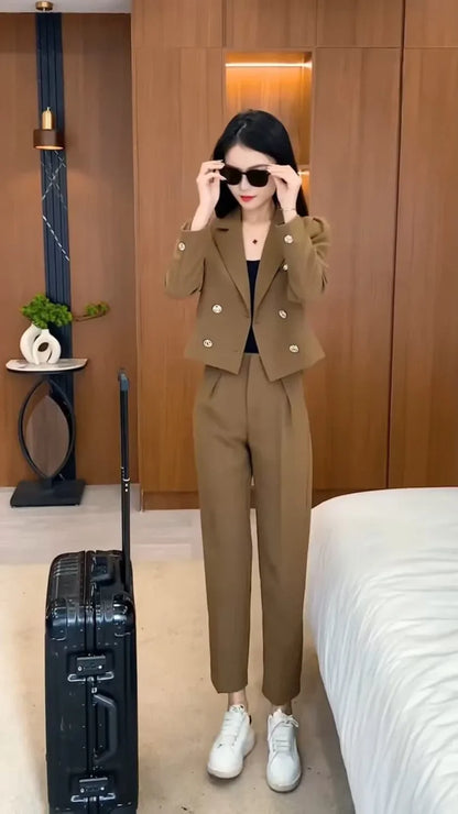 Women's Blazer and Pants Set- Elegant Business Suit
