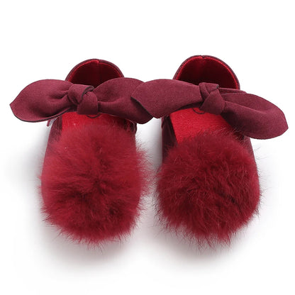 Chaussures de marche antidérapantes pour bébé princesse rouge avec semelle en tissu doux
