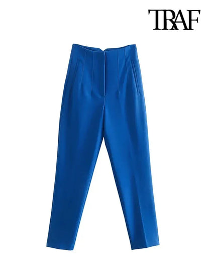 Pantalon vintage taille haute avec détails de couture