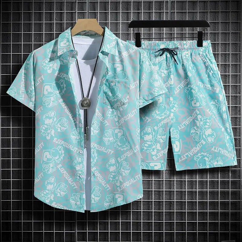 Summer Short-Sleeved Floral Men's Tracksuit