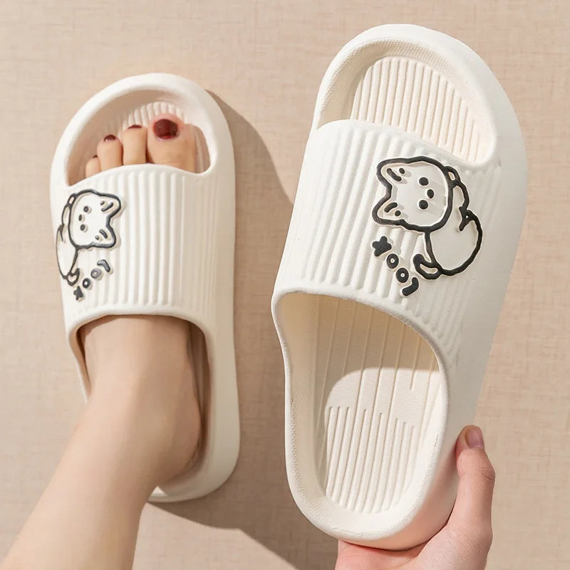 Bear Cartoon Non-Slip Platform Slippers for Women