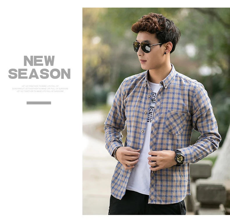 Langarm-Slim-Hemd aus Baumwolle für Herren