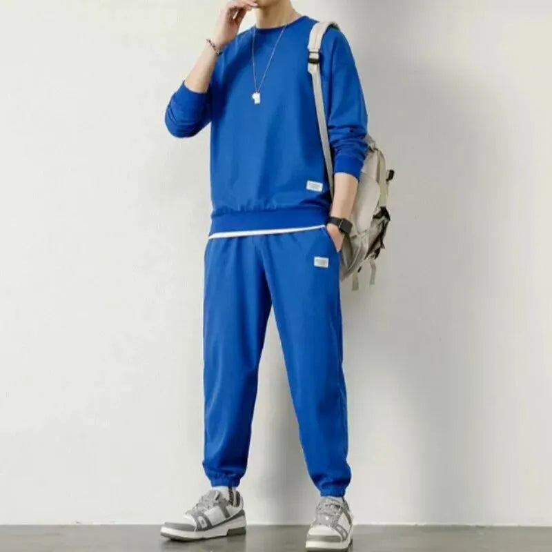 Men's Spring Long Sleeve Round Neck Tracksuit