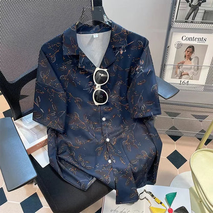 Chemise hawaïenne ample à imprimé dessin animé - Hauts à manches courtes