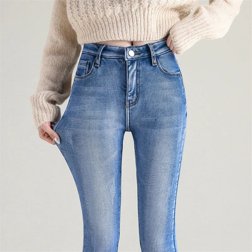 New Winter Thermal Fleece Skinny Jeans for Women