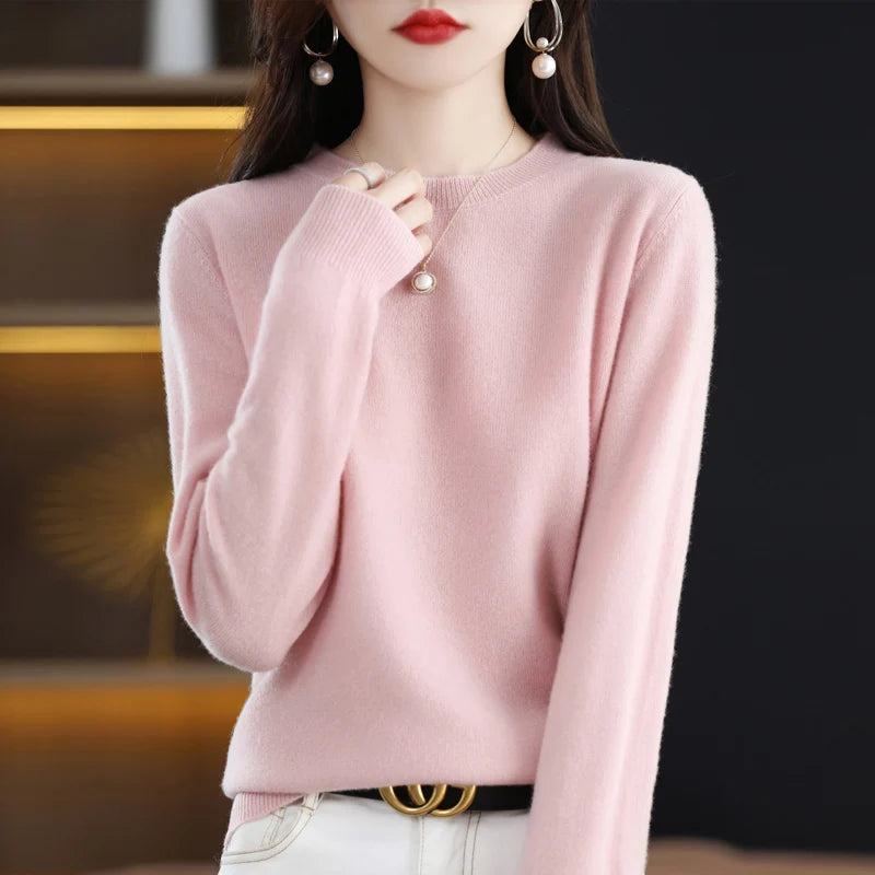 100% Pure Wool O-Neck Cashmere Pullover