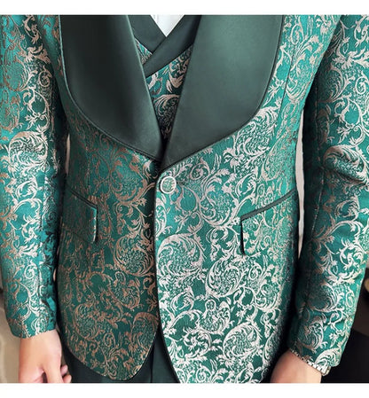 3-Piece High-Density Jacquard Men's Wedding Suit
